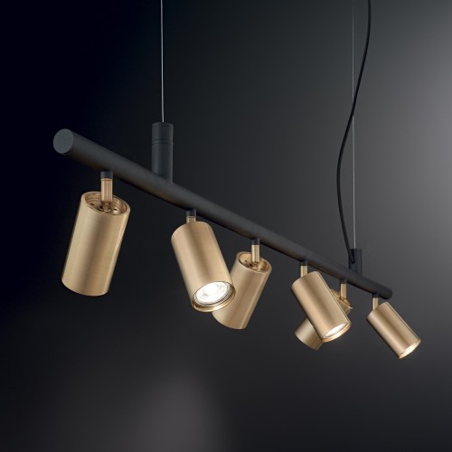 Lampa wisząca DYNAMITE SP6 OTTONE SATINATO mosiądz 244648 Ideal lux