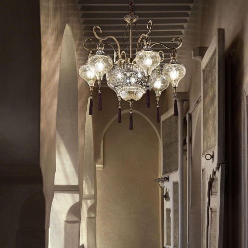 Lampa wisząca HAREM SP9 antyczny mosiądz 116006 Ideal lux
