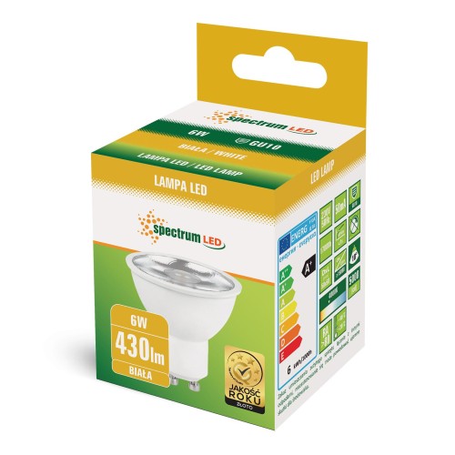 ŻARÓWKA LED GU10 6W 4000K BARWA NEUTRALNA 10 ° SPECTRUM