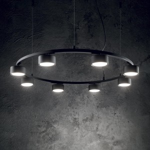 Lampa wisząca MINOR ROUND SP8 czarna 235547 Ideal lux