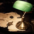 Lampka biurkowa LAWYER TL1 zielona/antyczny mosiądz 045030 Ideal lux