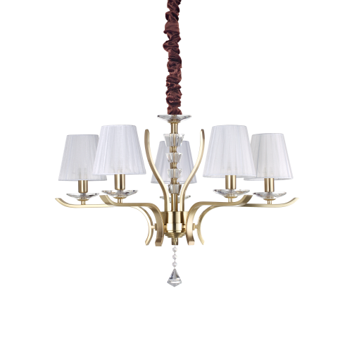 Lampa wisząca PEGASO SP5 OTTONE SATINATO satynowy mosiądz 197722 Ideal lux