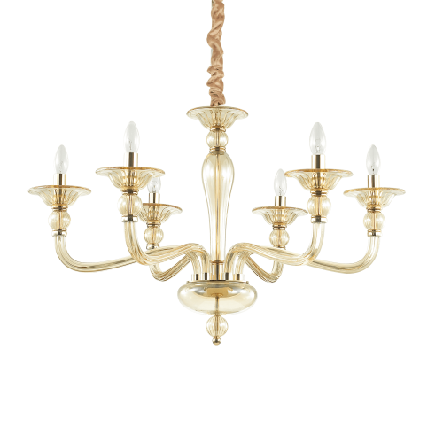 Lampa wisząca DANIELI SP6 AMBRA bursztynowa 159942 Ideal lux