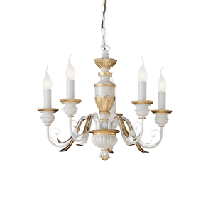 Lampa wisząca FIRENZE SP5 BIANCO ANTICO antycza biel 012865 Ideal lux