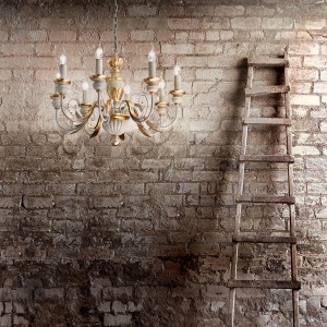 Lampa wisząca FIRENZE SP8 BIANCO ANTICO antycza biel 012872 Ideal lux