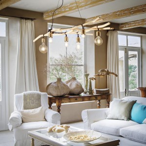 Lampa wisząca DRIFTWOOD SP6 naturalne drewno 180922 Ideal lux