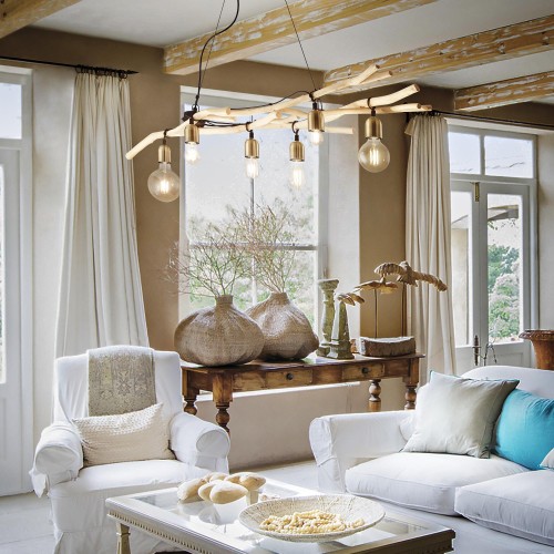 Lampa wisząca DRIFTWOOD SP6 naturalne drewno 180922 Ideal lux