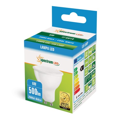 ŻARÓWKA LED 6W zimna 500LM 6000K GU10 WOJ+13266 SPECTRUMLED