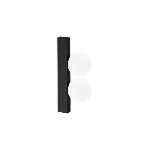 Kinkiet lampa ścienna z szklanymi kloszami PING PONG AP2 NERO 3000K IP20 Czarny 313252 Ideal lux