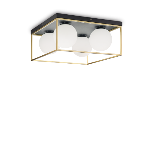 Lampa sufitowa LINGOTTO PL4 antyczny mosiądz/biały 198156 Ideal lux